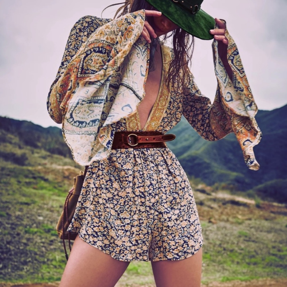 Free People Floral Bell Sleeve romper